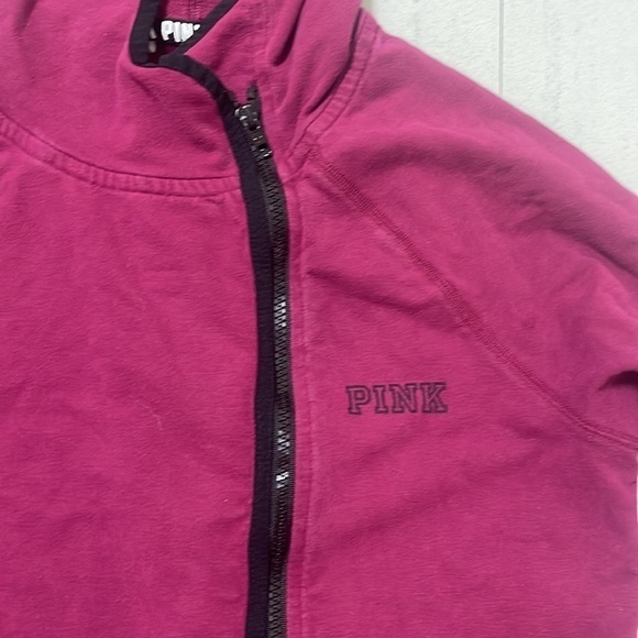 Victoria’s Secret PINK Burgundy Asymmetrical Full Zip Jacket Hoodie Small - Picture 5 of 7